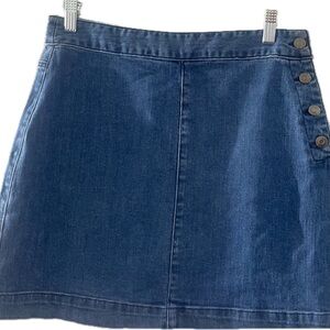 Denim side button skirt